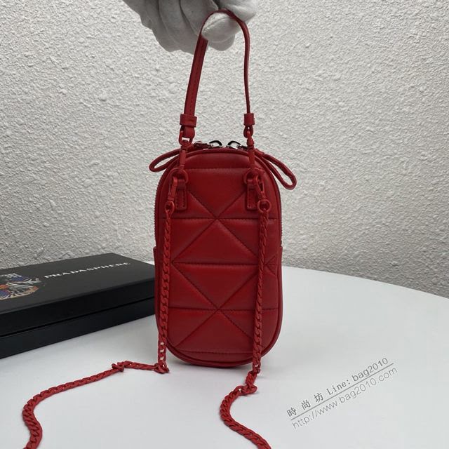prada女包 普拉達專櫃新款斜挎包 1DH030 Prada紅色手機包  pyd2223
